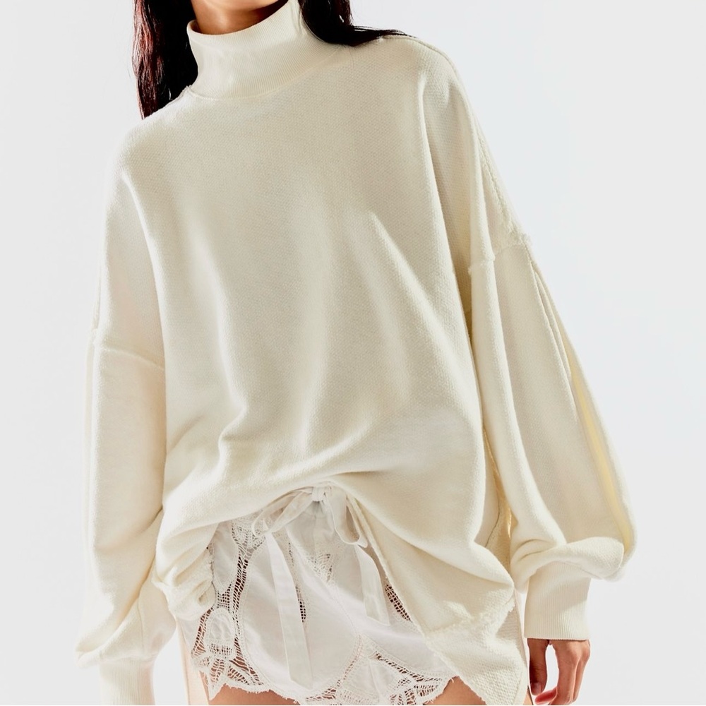 Free People Wonderful Pullover Long Sleeve Turtleneck White XS